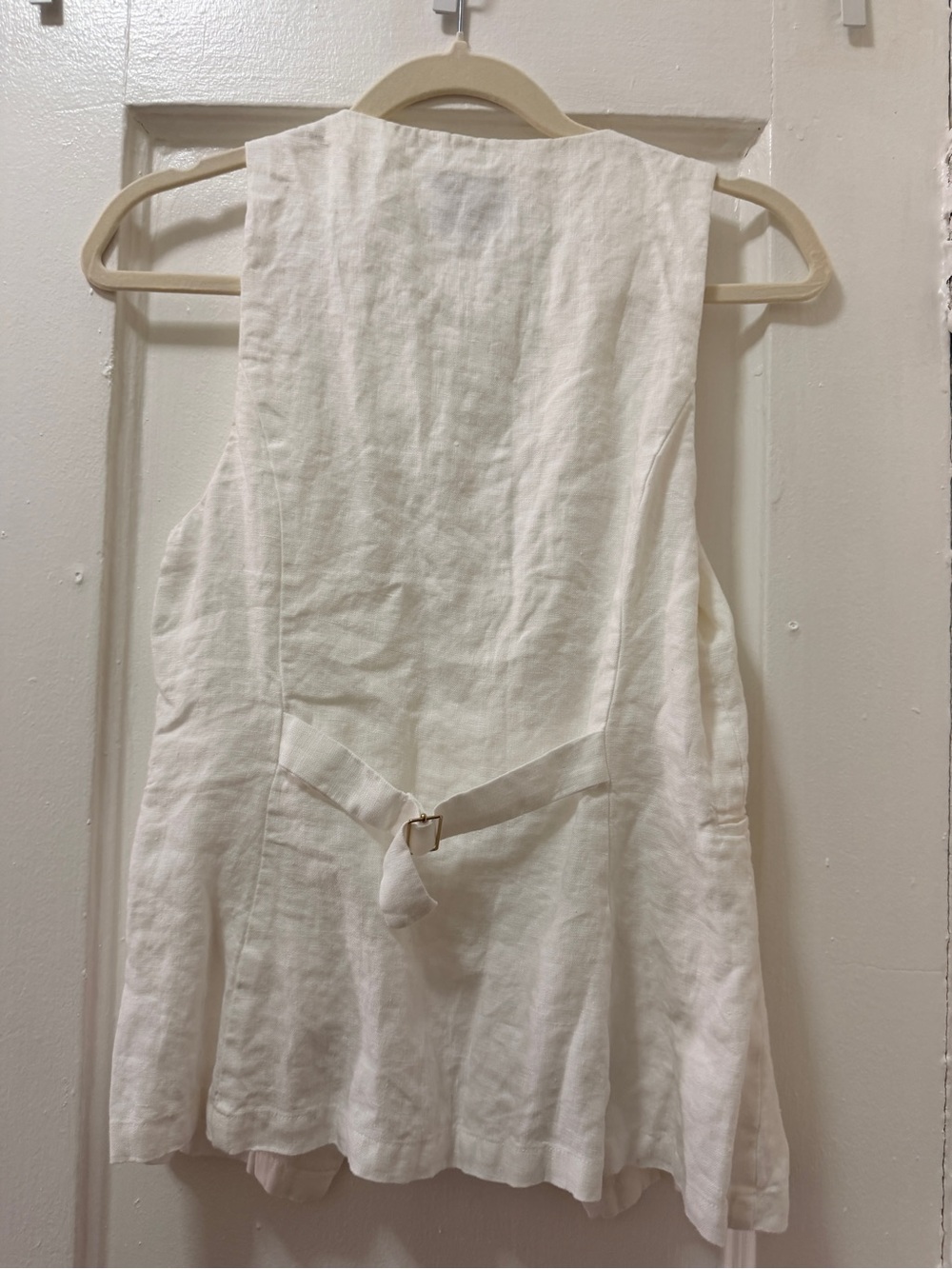 Reformation Cream Linen Button-Front Vest with Gold Buttons - Picture 3 of 4